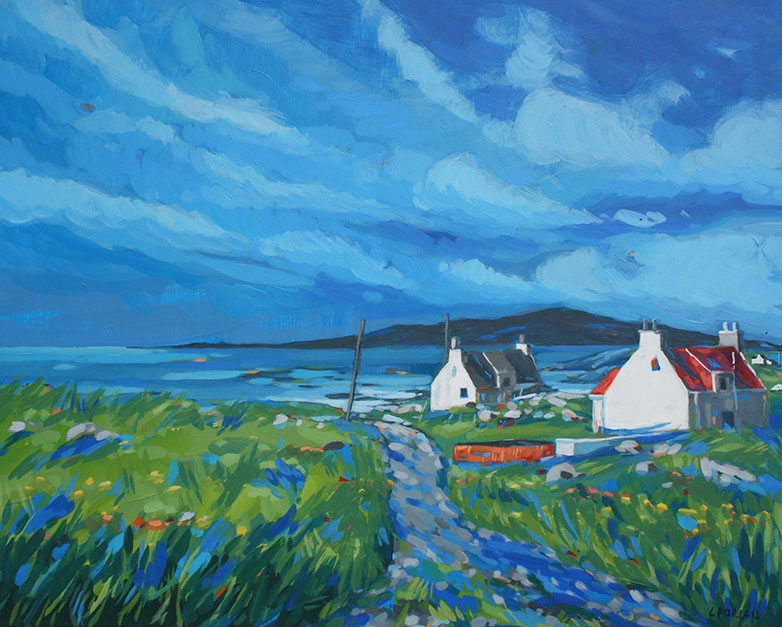 'Two Cottages, Eriskay' by artist Louise Dorian